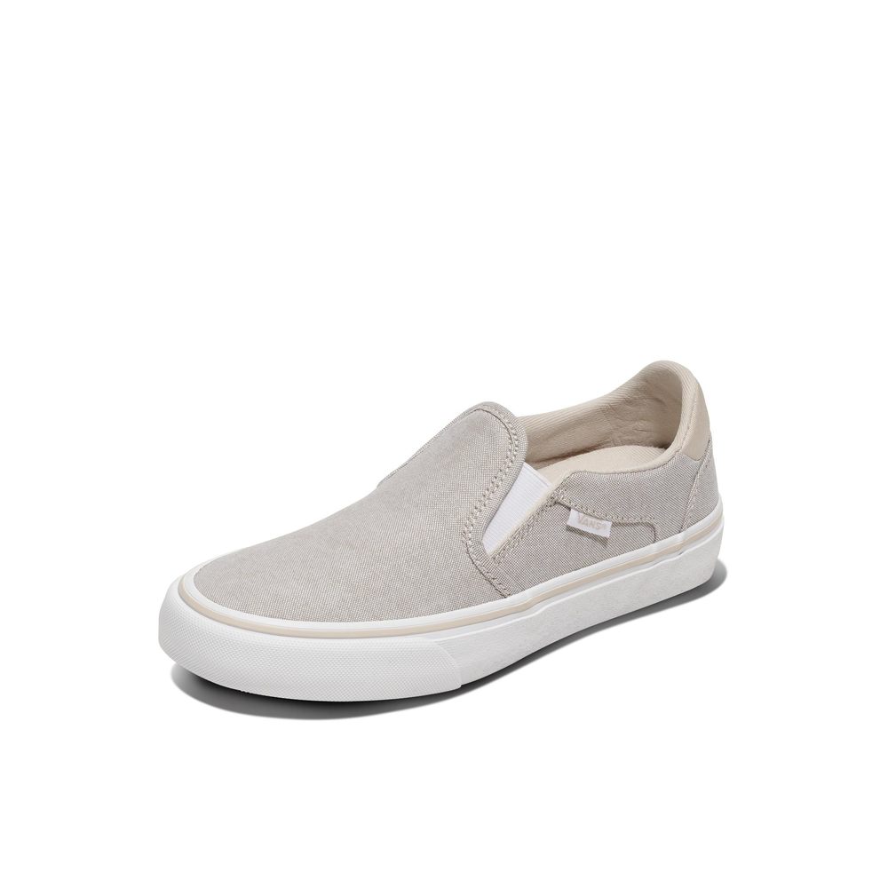 Vans Suede Slip-On Sneakers in Taupe & White